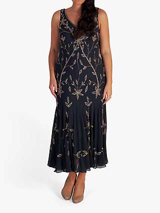 Chesca Contrast Beaded Dress, Pewter