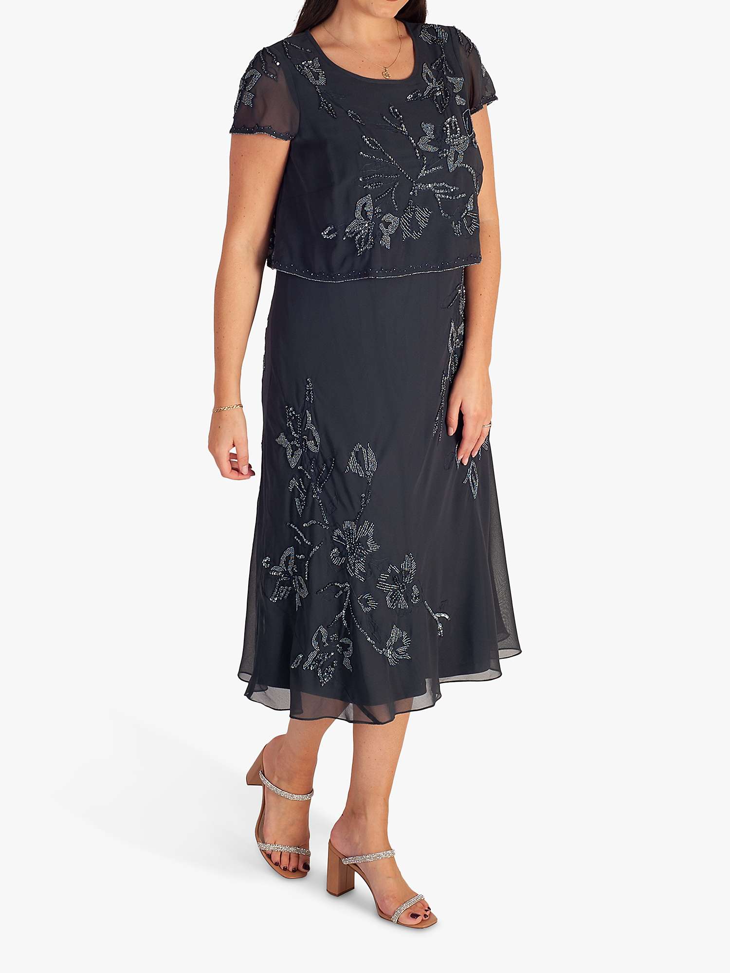 Buy chesca Lily Beaded Layered Dress, Pewter Online at johnlewis.com