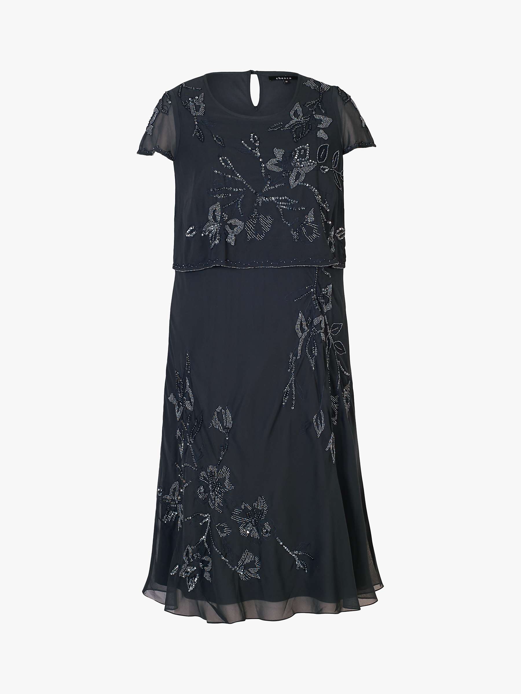 Buy chesca Lily Beaded Layered Dress, Pewter Online at johnlewis.com