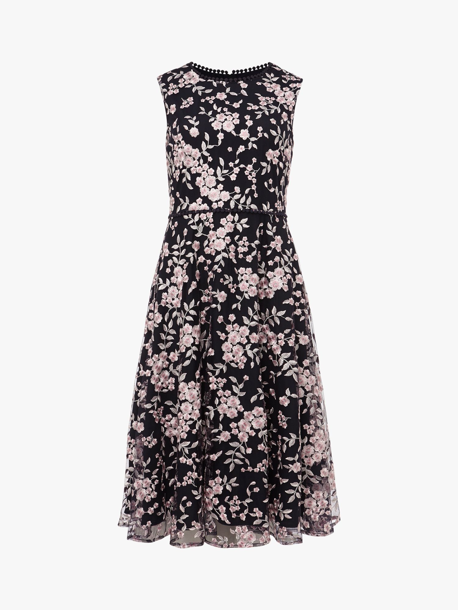 Hobbs Scarlett Floral Embroidered Dress, Navy Multi