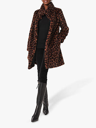 Hobbs Maddox Leopard Faux Fur Coat, Brown