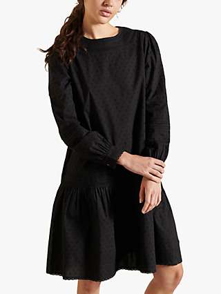 Superdry Cotton Lace Mini Dress, Black
