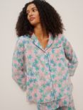 AND/OR Sundaze Palm Print Short Sleeve Pyjama Shirt, Pink