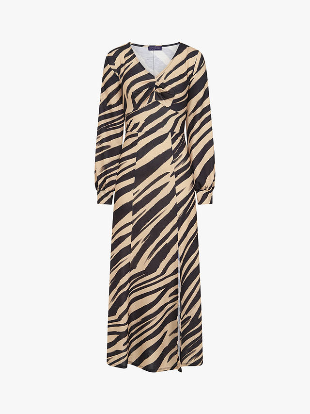 HotSquash Long Sleeve Animal Print Maxi Dress, Camel/Black