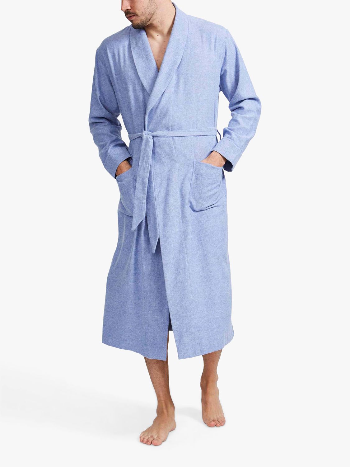 British Boxers Herringbone Brushed Cotton Dressing Gown, Staffordshire Blue, S