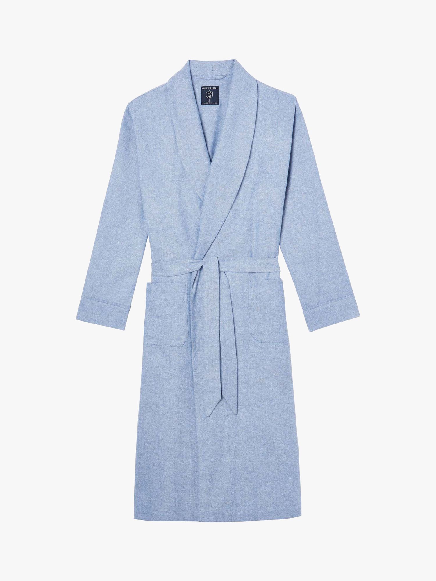 British Boxers Herringbone Brushed Cotton Dressing Gown, Staffordshire Blue, S