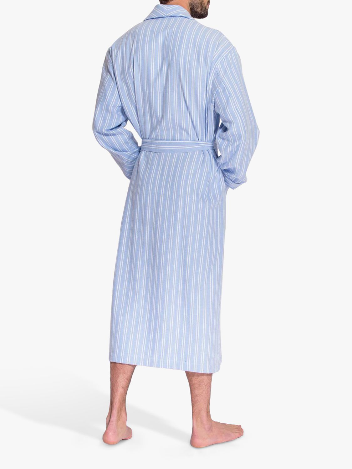 British Boxers Westwood Stripe Brushed Cotton Dressing Gown, Blue, S