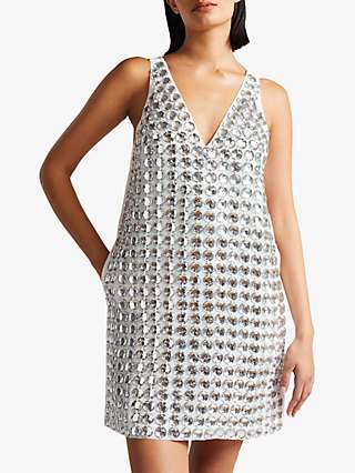 Ted Baker Alexian Embellished Mini Dress, Light Grey