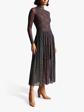 Ted Baker Meadoww Ditsy Floral Print Midi Dress, Black/Multi