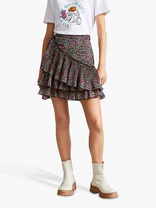 Ted Baker Aneka Floral Ditsy Frill Mini Skirt, Black/Multi