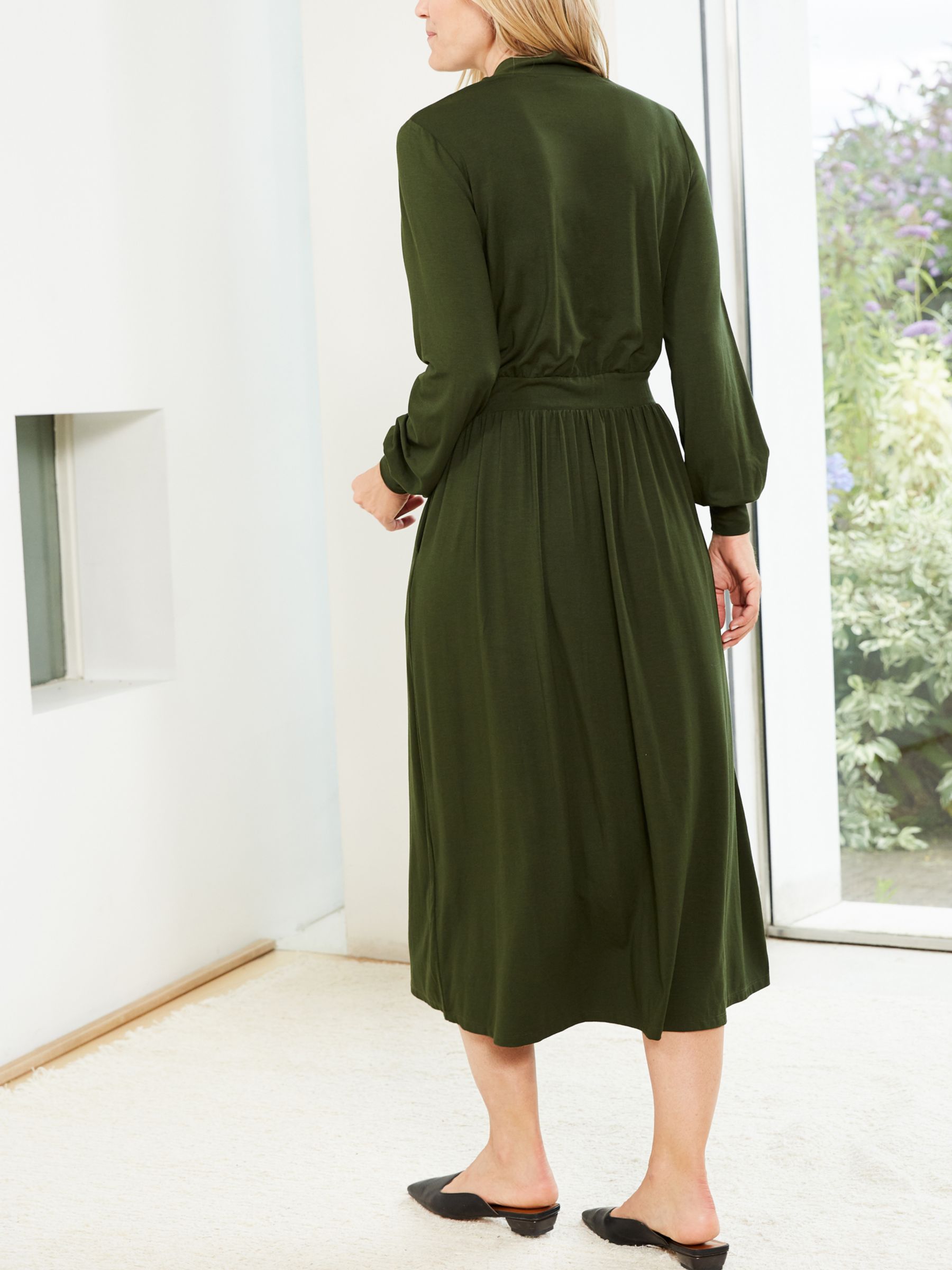 Buy Baukjen Clare LENZING™ ECOVERO™ Tie Neck Midi Dress, Dark Khaki Online at johnlewis.com