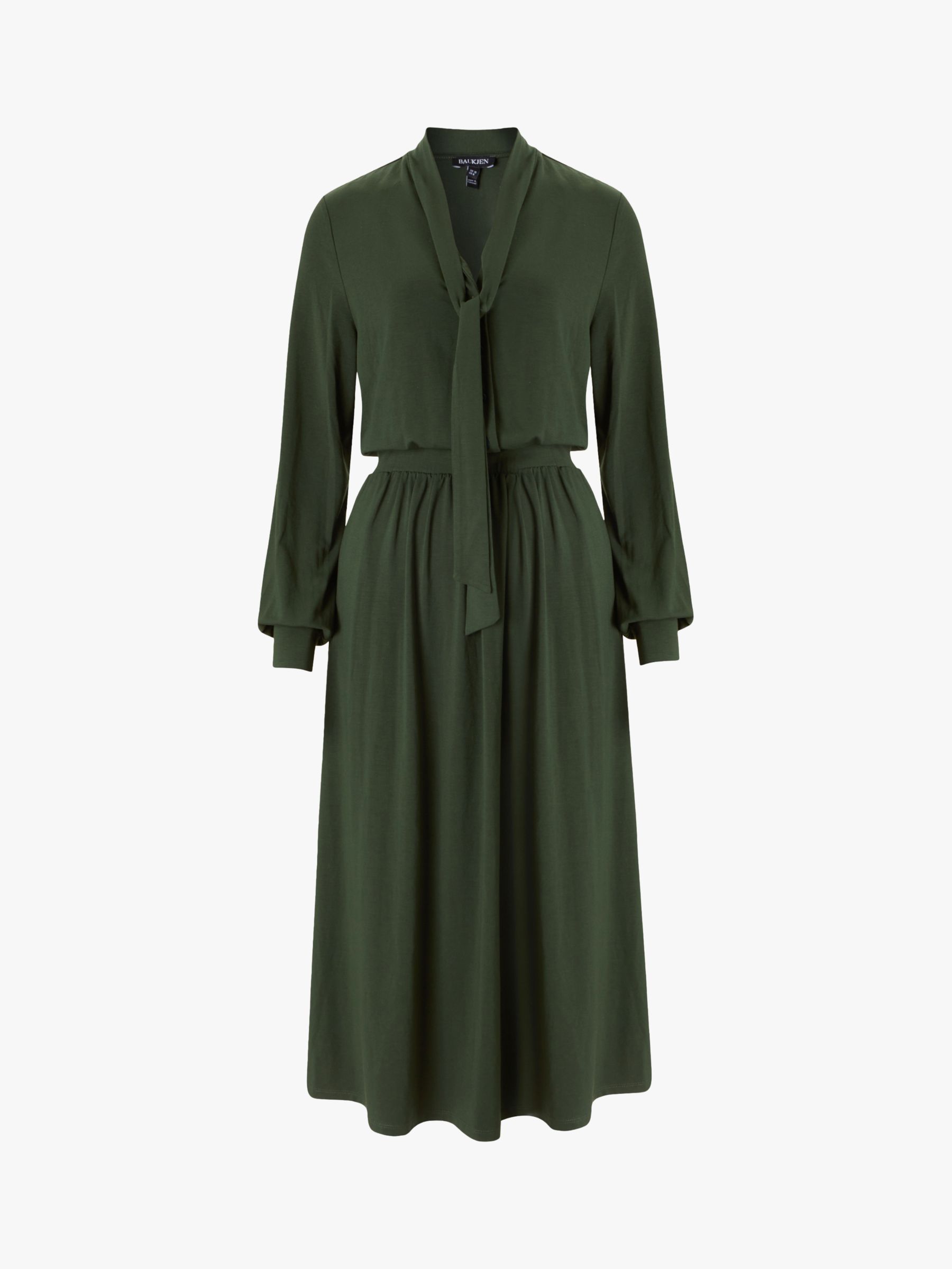 Buy Baukjen Clare LENZING™ ECOVERO™ Tie Neck Midi Dress, Dark Khaki Online at johnlewis.com