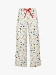 Radley & Friends Cotton Printed Pyjama Wide Leg Trousers, Chalk
