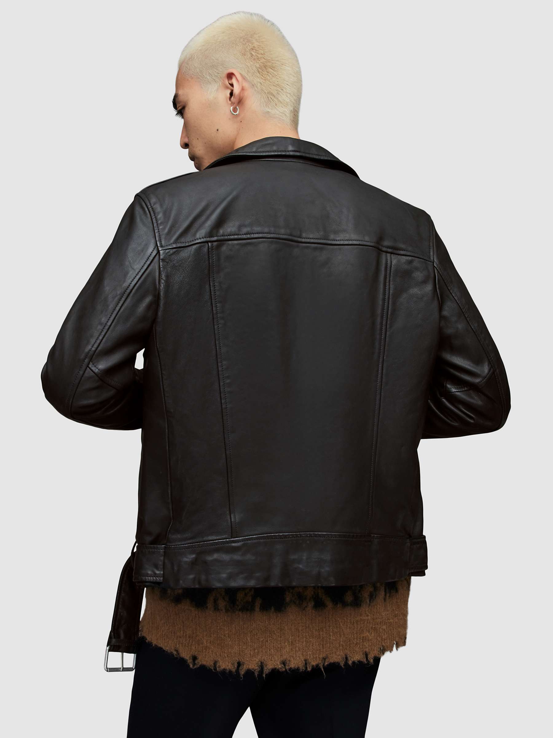 Buy AllSaints Wick Leather Biker Jacket, Black Online at johnlewis.com