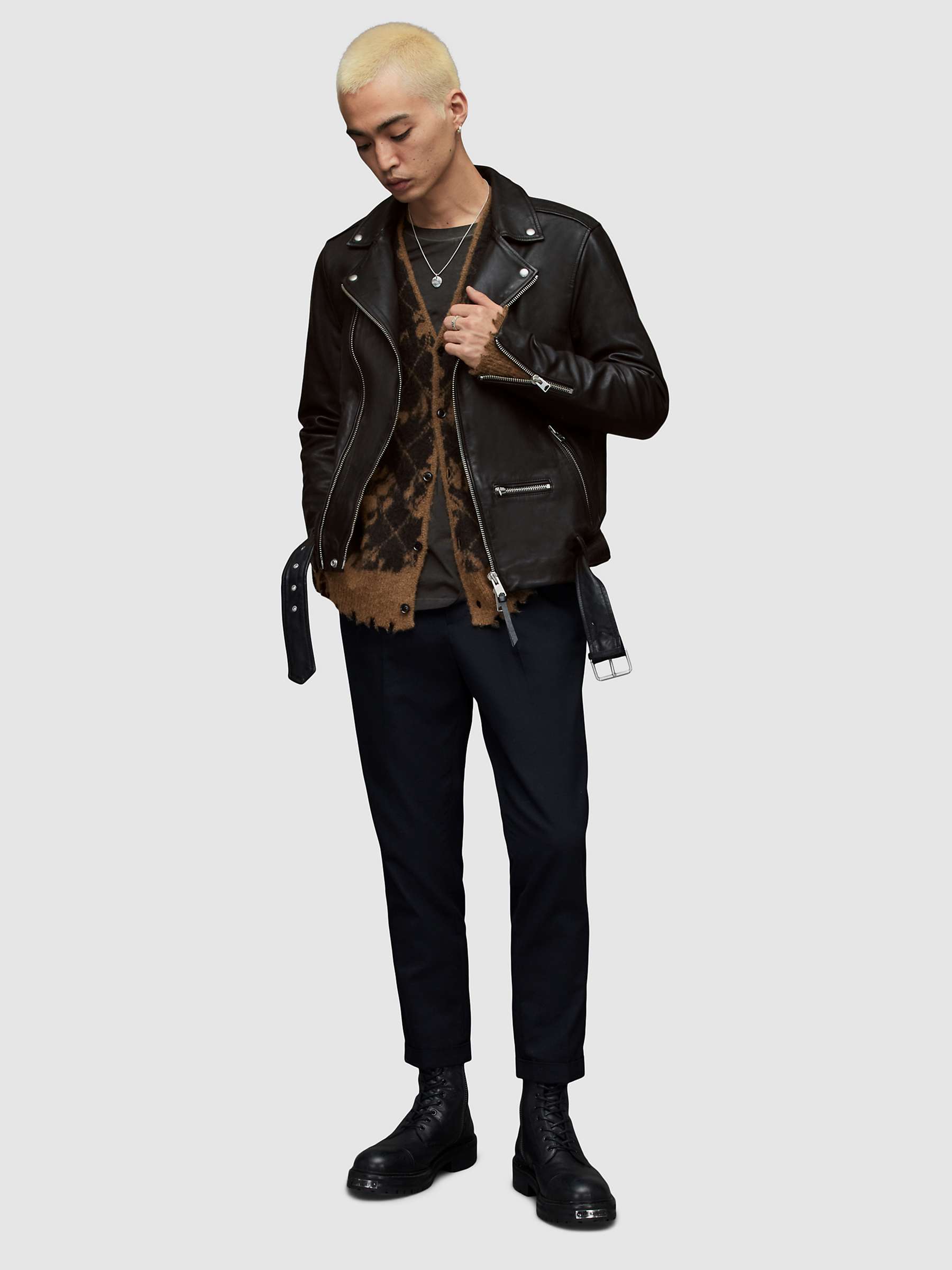 Buy AllSaints Wick Leather Biker Jacket, Black Online at johnlewis.com