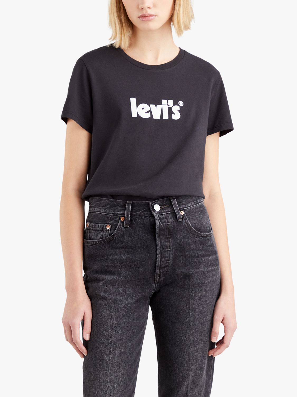Levi's The Perfect Logo T-Shirt, Caviar at John Lewis & Partners