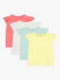 John Lewis & Partners Kids' Plain Frill Sleeve T-Shirts, Pack of 4, Multi
