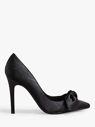 Ted Baker Hyana Moire Satin Bow Court Shoes, Black
