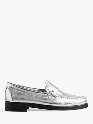 Ted Baker Silviah Metallic Leather Loafers, Silver