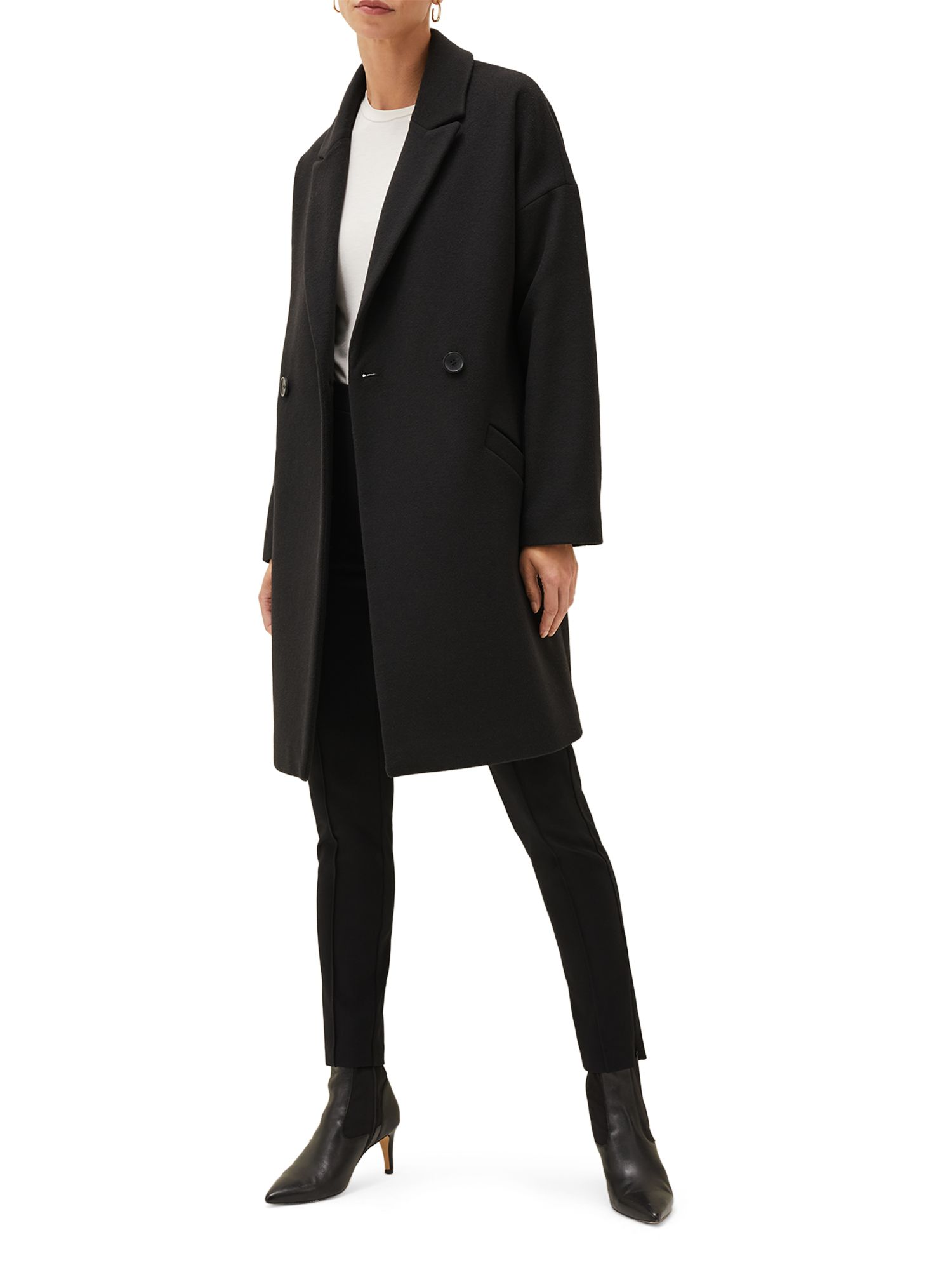 Phase Eight Emery Double Breasted Coat, Black at John Lewis & Partners