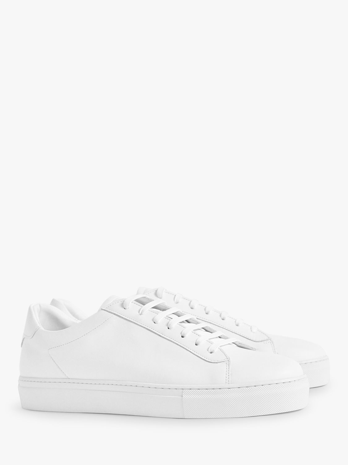 Reiss Finley Leather Trainers, White, 9