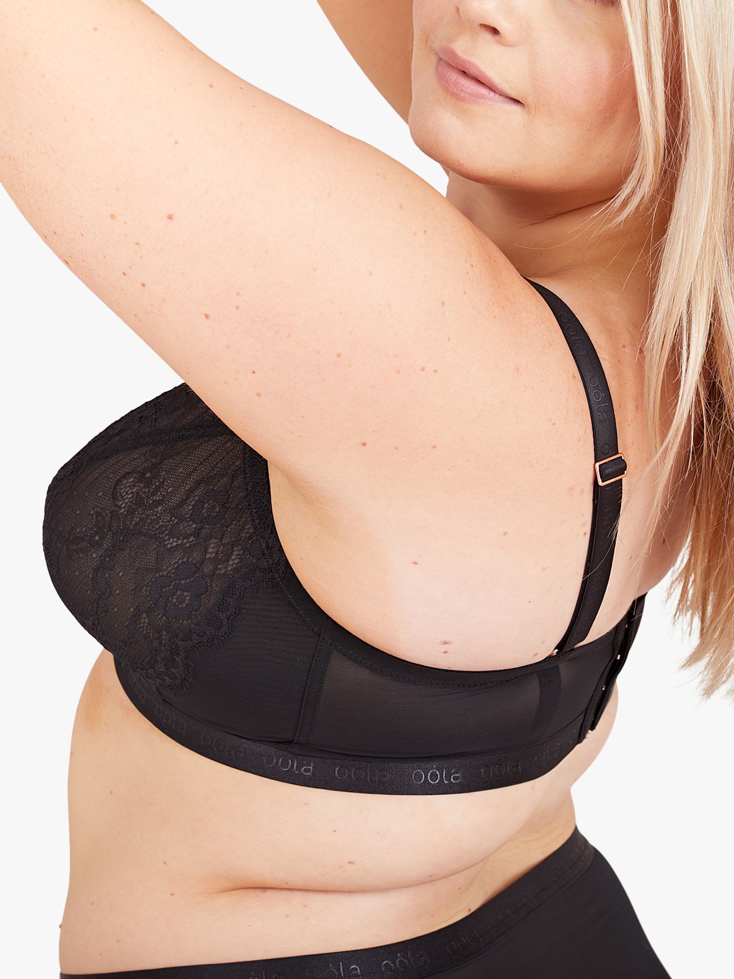 Oola Lingerie Lace and Logo Non Wired Soft Bra, Black at John Lewis &  Partners