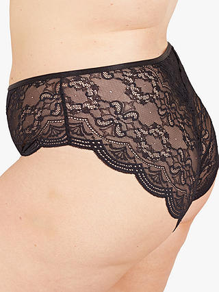 Oola Lingerie Scallop Lace Knickers, Black