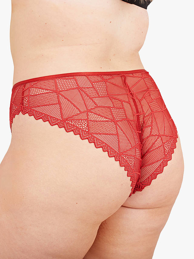 Oola Lingerie Geometric Lace Knickers, Red