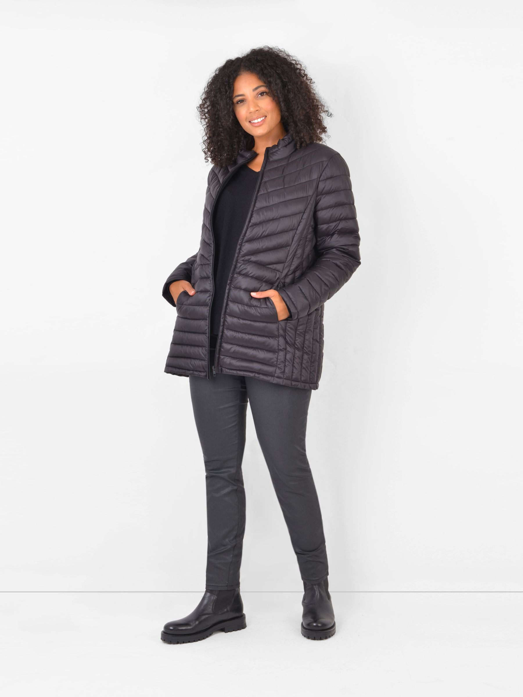 Live Unlimited Curve Roll Up Quilted Jacket, Black