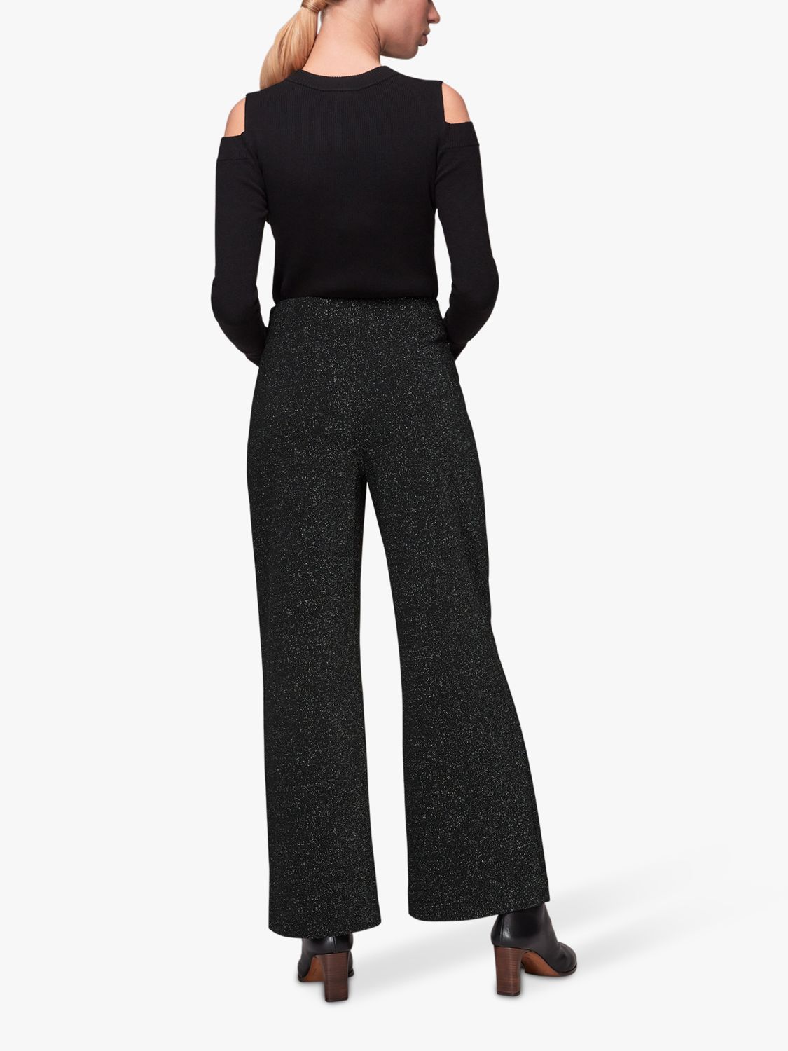 Whistles Ava Sparkle Ponte Trousers, Black at John Lewis & Partners