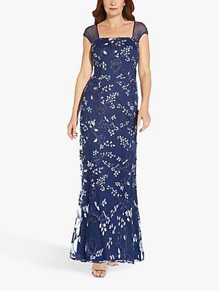 Adrianna Papell Petite 3D Floral Embroidery Maxi Gown, Inkjet