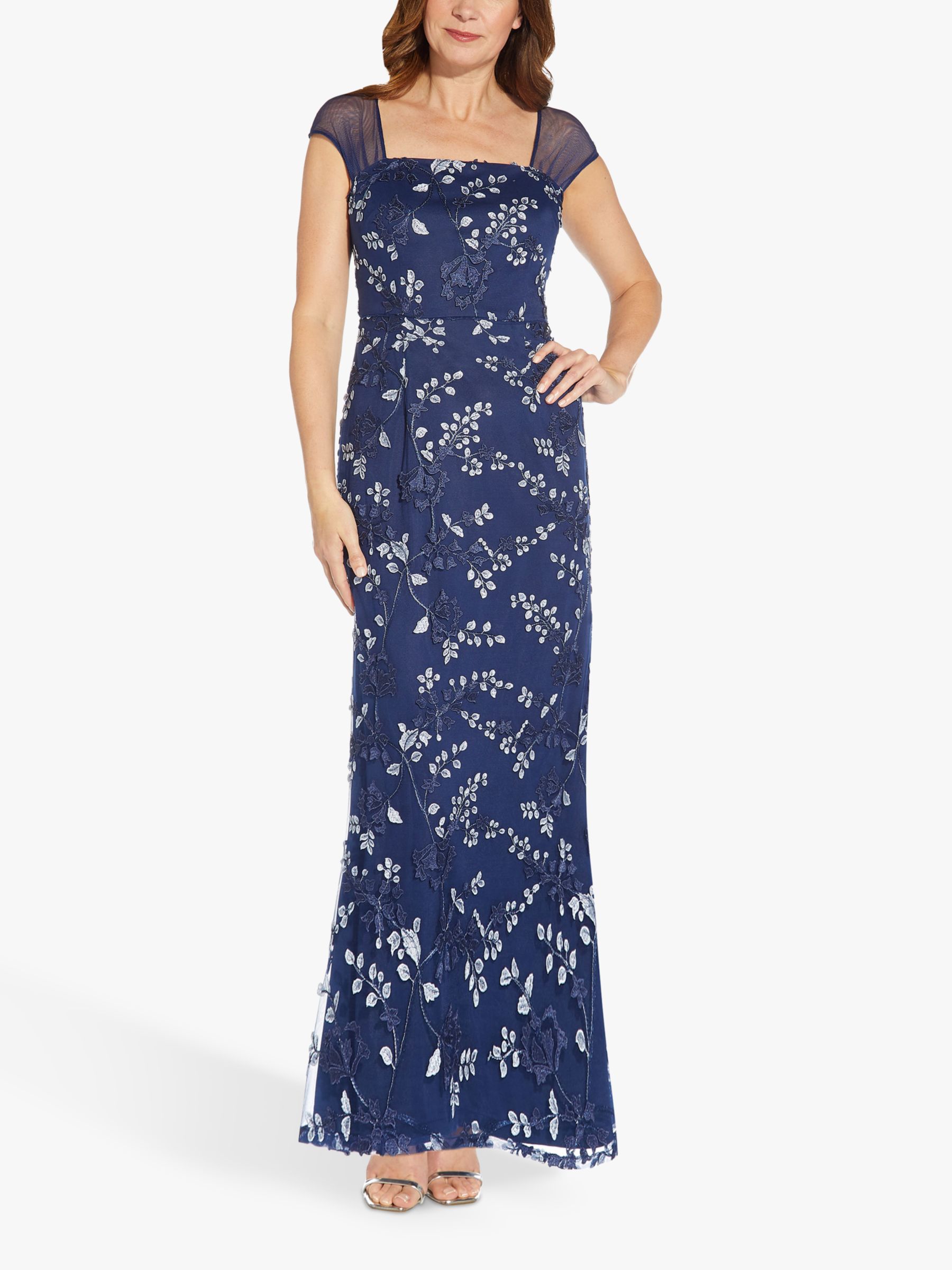 Adrianna Papell Petite 3D Floral Embroidery Maxi Gown, Inkjet