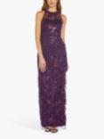 Adrianna Papell Embroidered Floral Maxi Gown, Black Plum