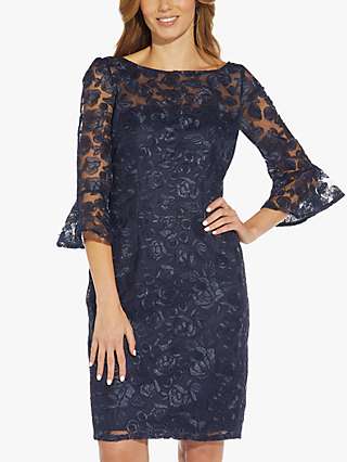Adrianna Papell Rosie Embroidered Floral Mini Dress, Midnight