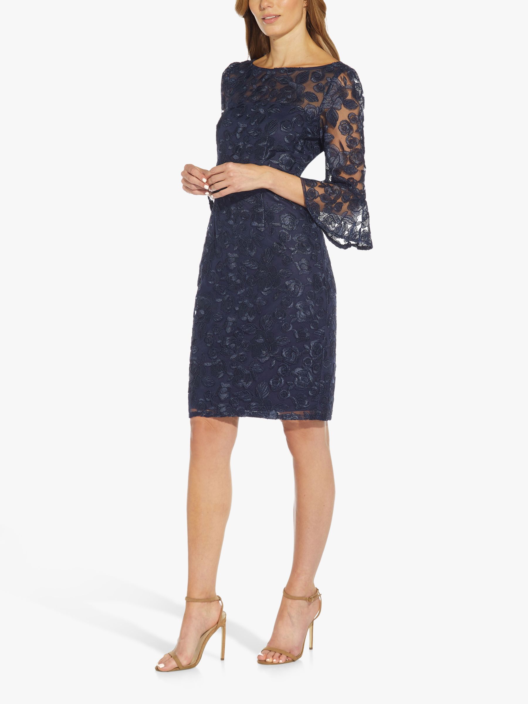 Adrianna Papell Rosie Embroidered Floral Mini Dress Midnight 6