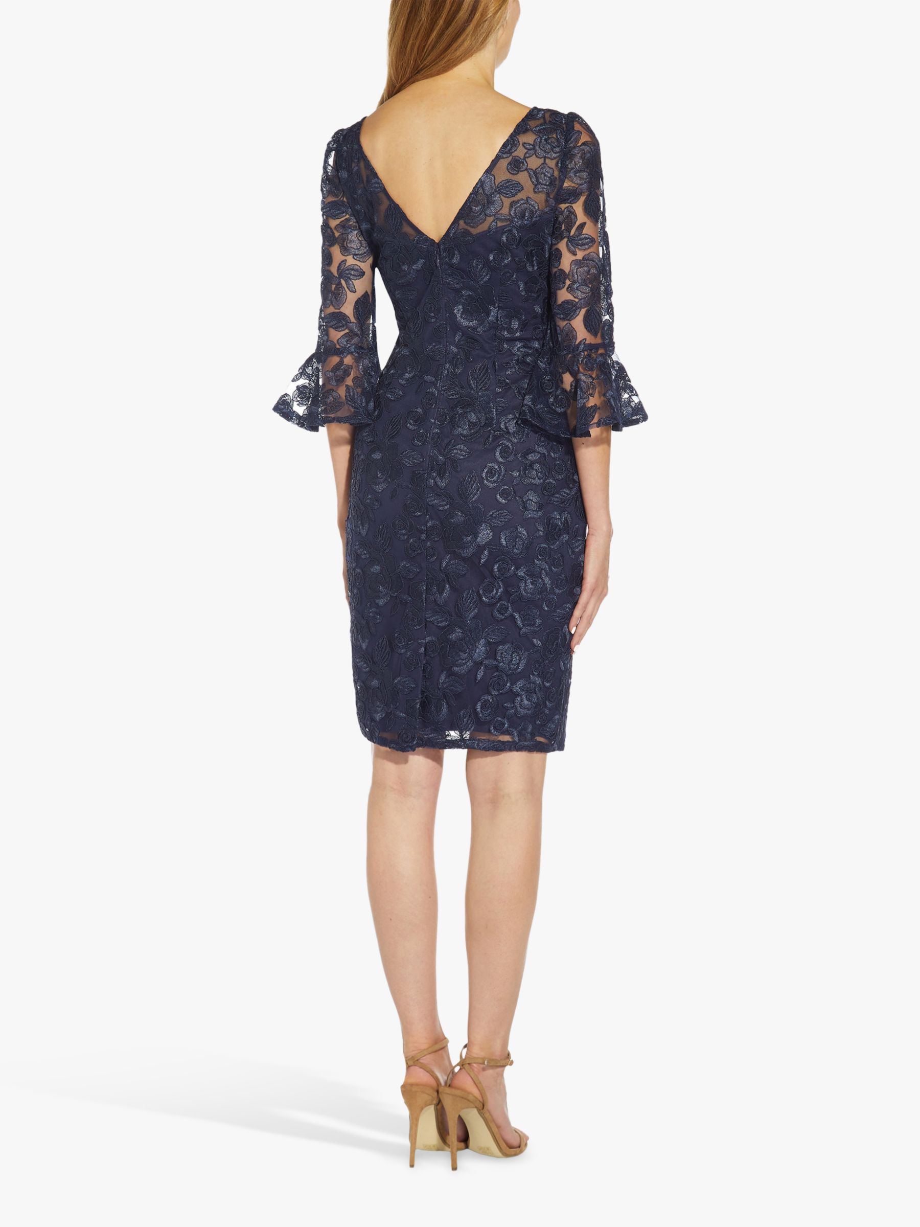 Adrianna Papell Rosie Embroidered Floral Mini Dress Midnight 6