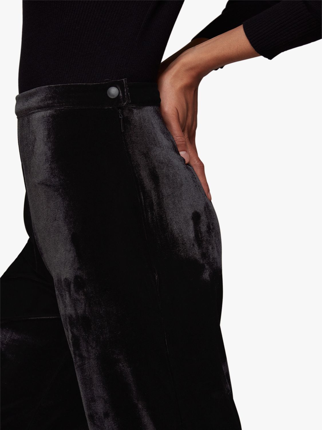 Black Side Button Velvet Trouser, WHISTLES