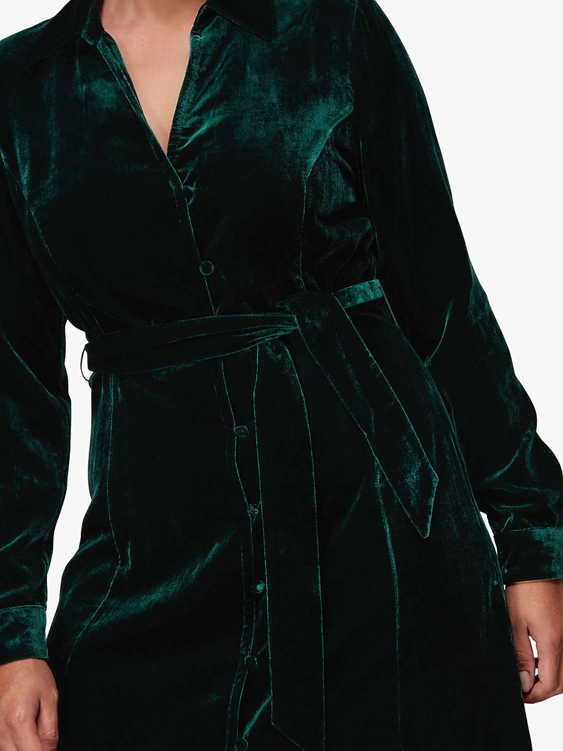Buy Whistles Velvet Wrap Mini Dress, Dark Green Online at johnlewis.com