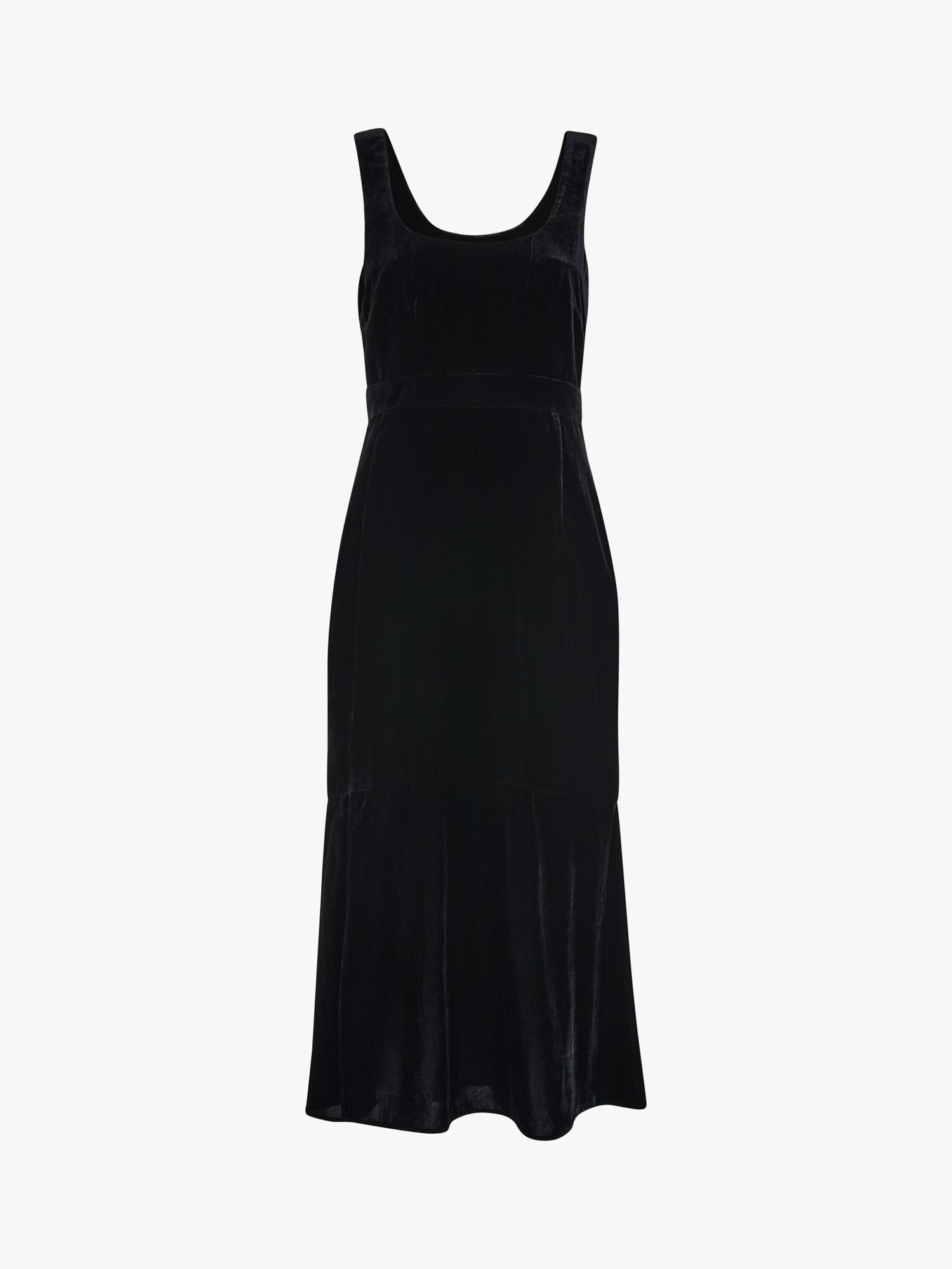 Whistles Velvet Mila Midi Dress, Black at John Lewis & Partners