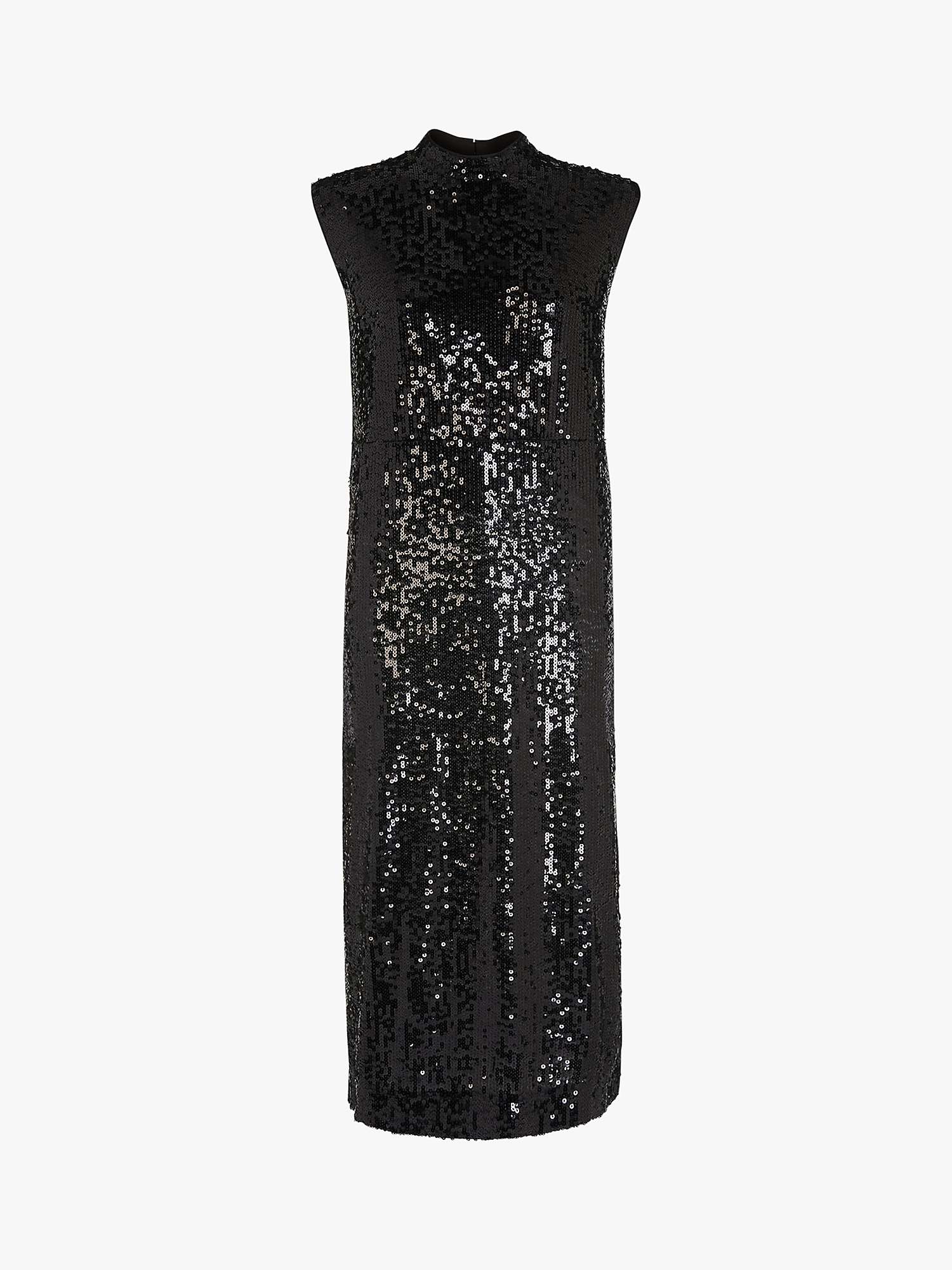 Whistles Arla Sequin Midi Dress, Black at John Lewis & Partners