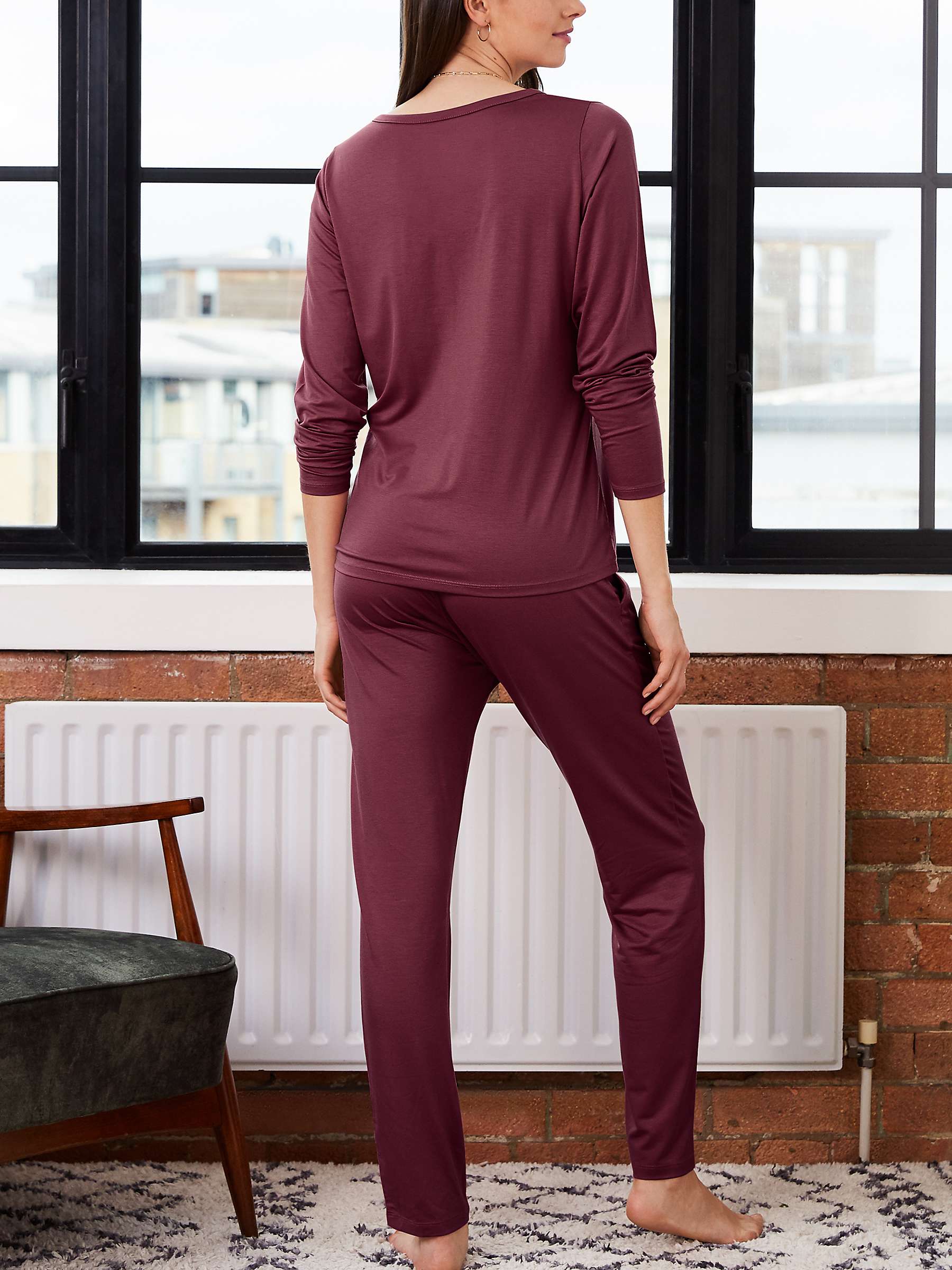 Buy Baukjen Peace Tapered Pyjama Trousers, Blackcurrant Online at johnlewis.com