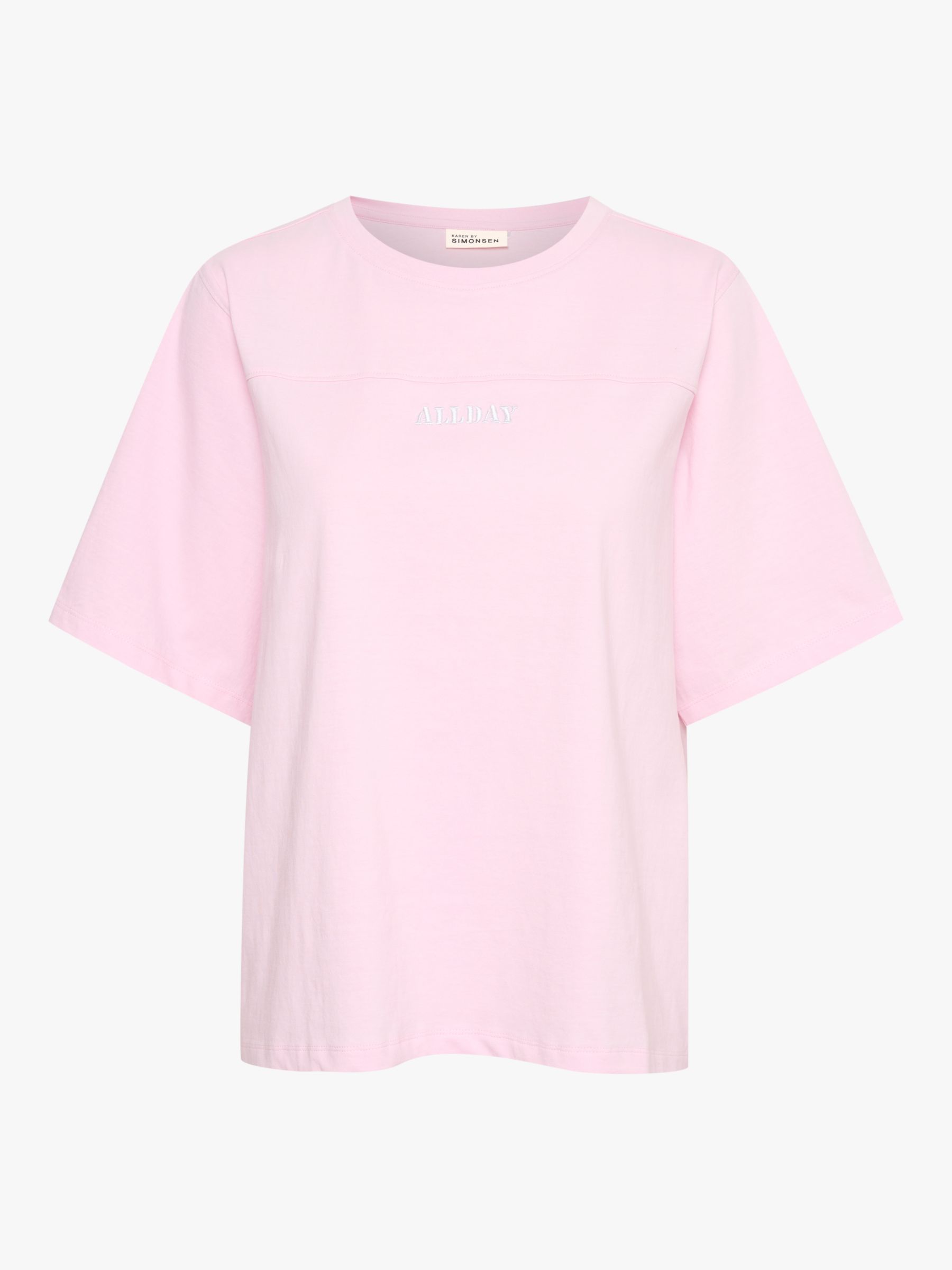 KAREN BY SIMONSEN All Day Slogan T-Shirt, Cradle Pink at John Lewis ...