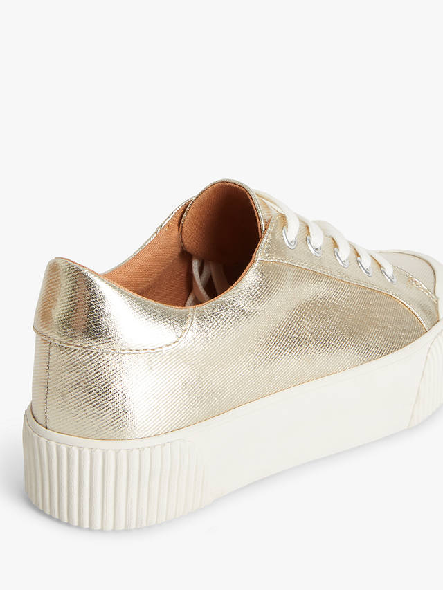 AND/OR Eloisa Flatform Metallic Lace Up Trainers, Gold