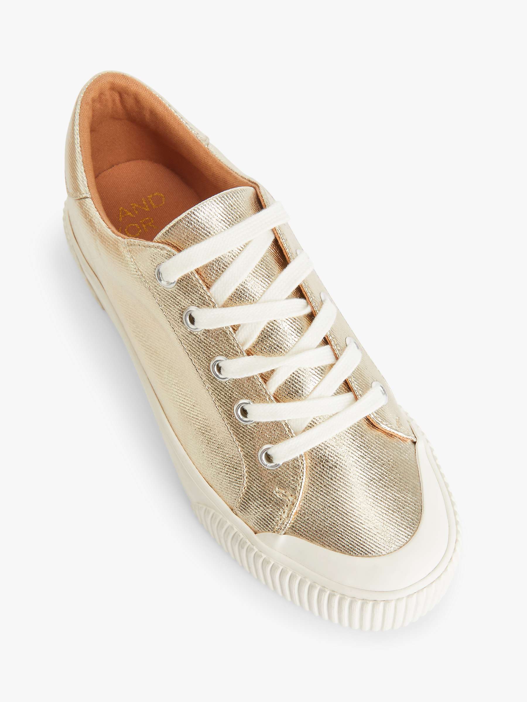 Buy AND/OR Eloisa Flatform Metallic Lace Up Trainers, Gold Online at johnlewis.com