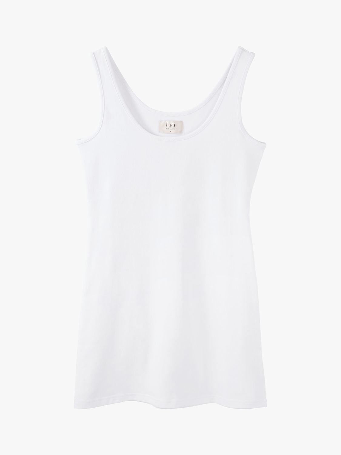 HUSH Longline Tank Top, White at John Lewis & Partners