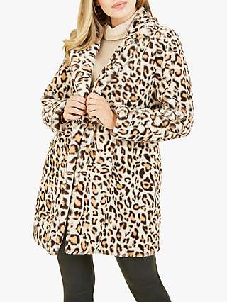 Yumi Leopard Print Faux Fur Coat