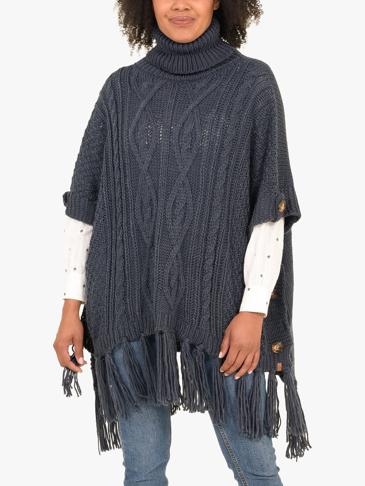 Brakeburn Cable Knit Knit Poncho, One Size at John Lewis & Partners