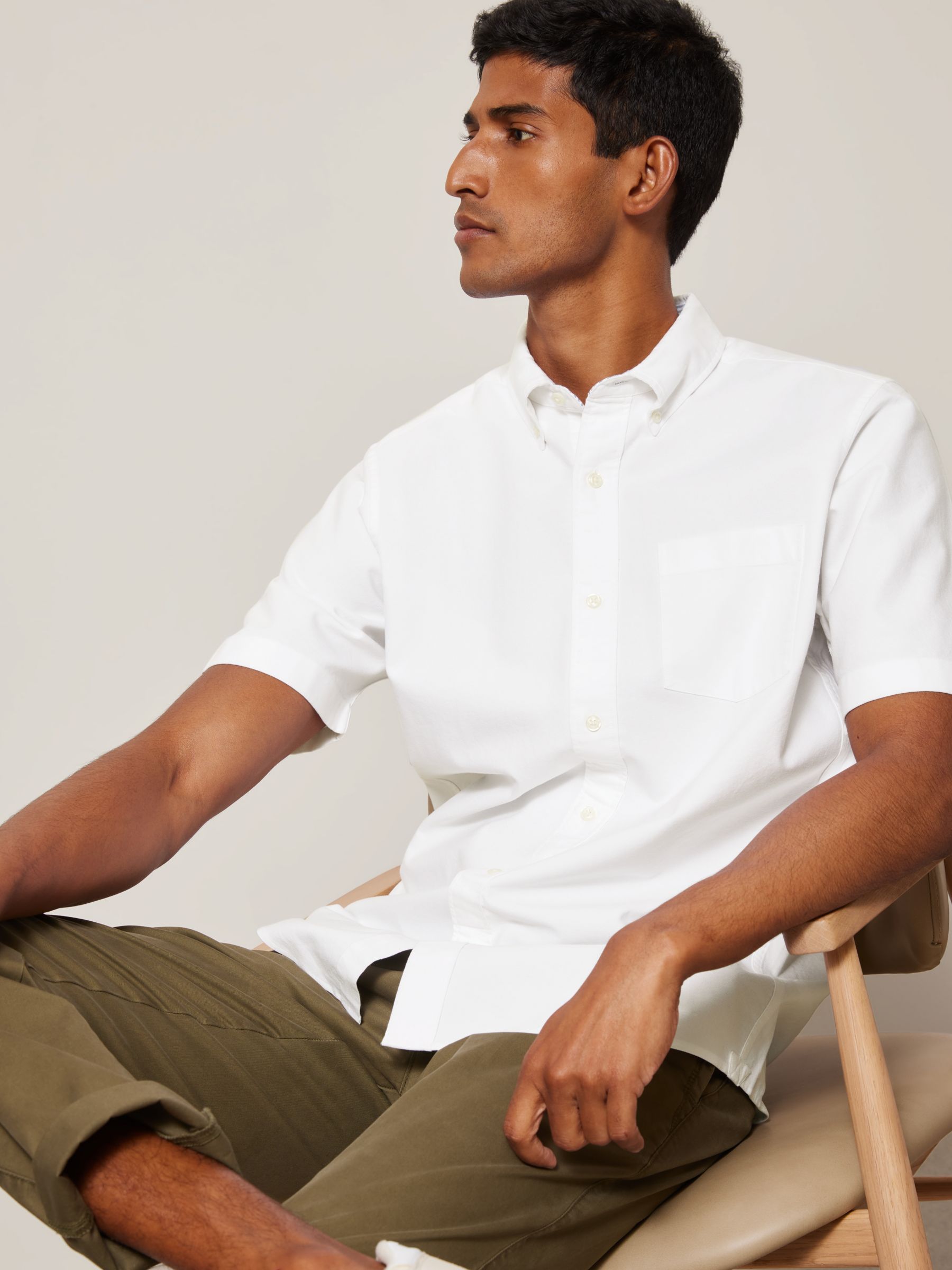 Relaxed Fit Short-sleeved shirt - White - Men