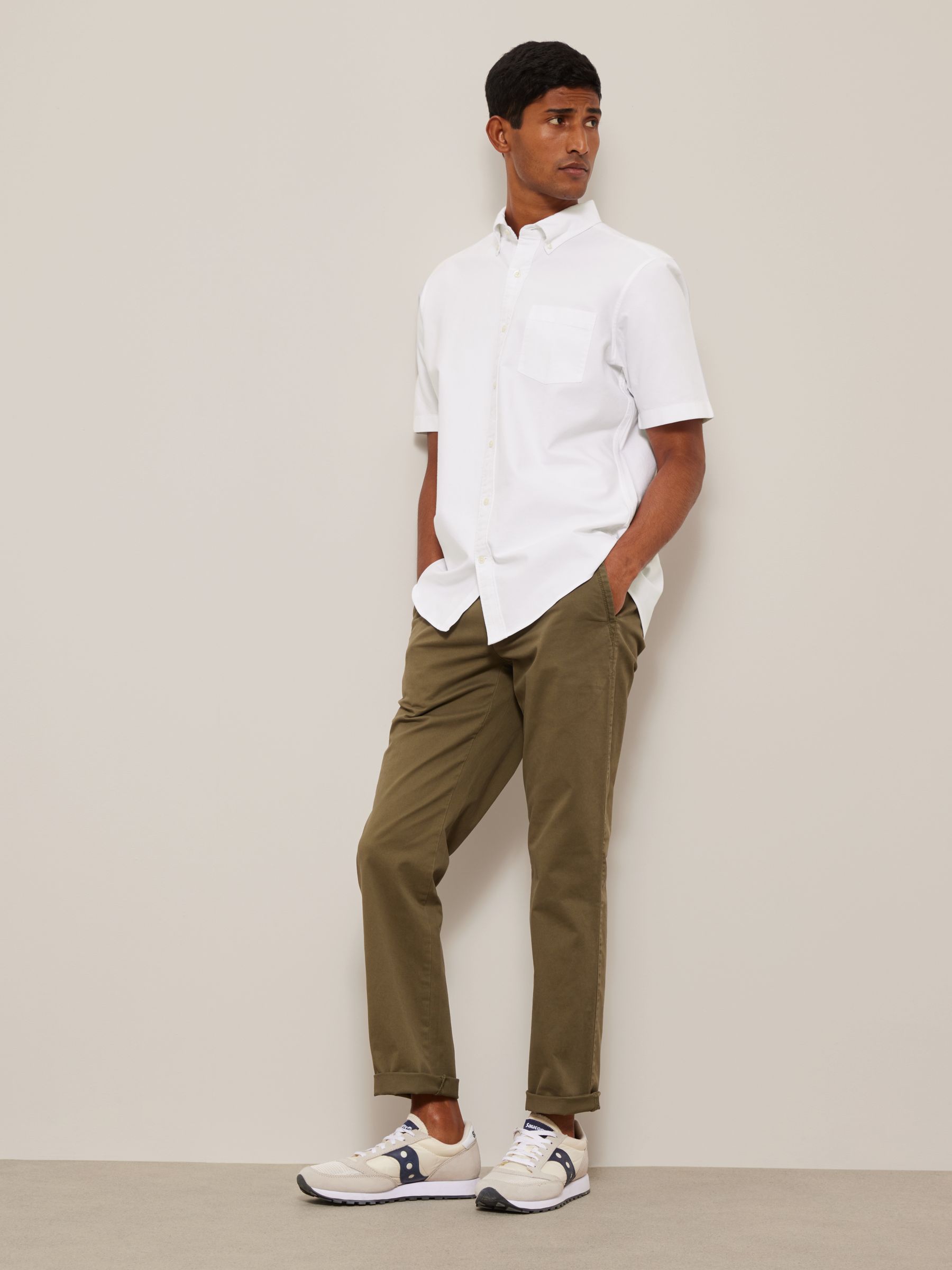 John Lewis Regular Fit Short Sleeve Shirt, White at John Lewis & Partners
