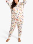 Chelsea Peers Curve Dinosaur Print Pyjama Set, Cream